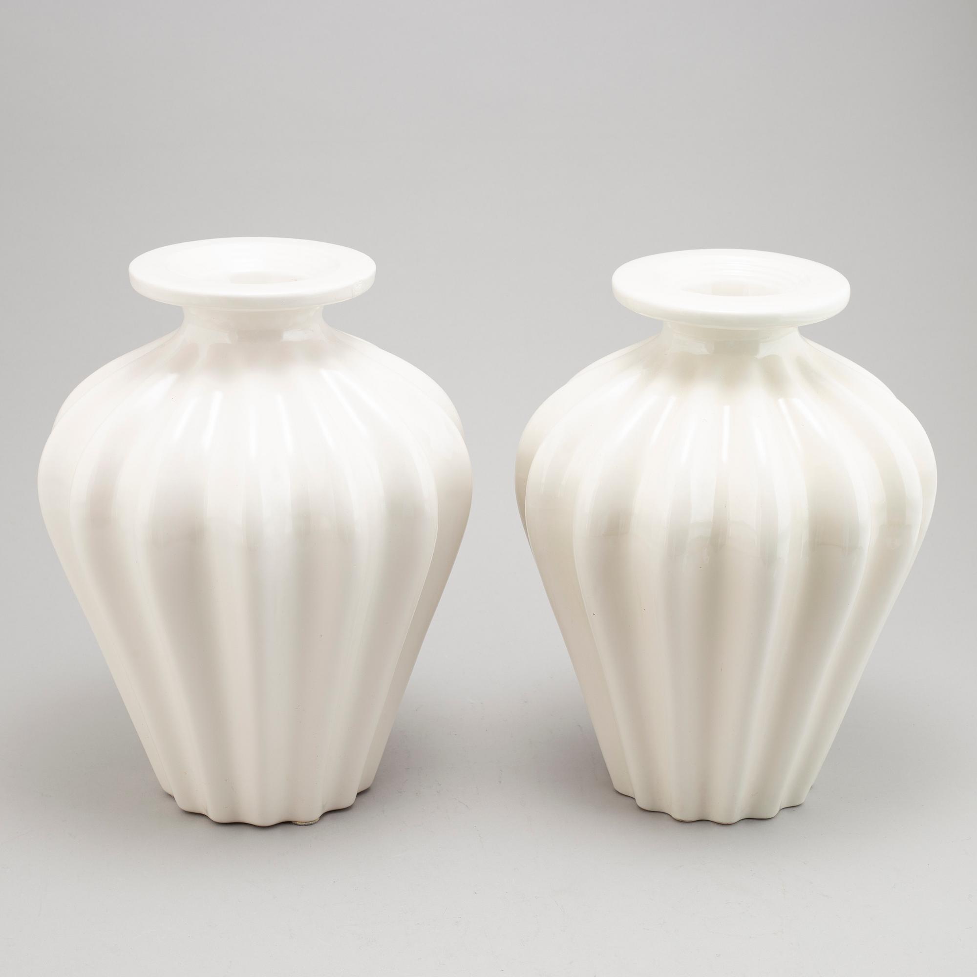Ewald Dahlskog, a pair of faience vases from Bo Fajans.