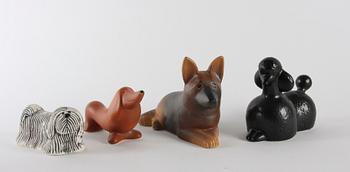 FIGURINER, 4 st, stengods, Lisa Larson, Gustavsberg, sign.