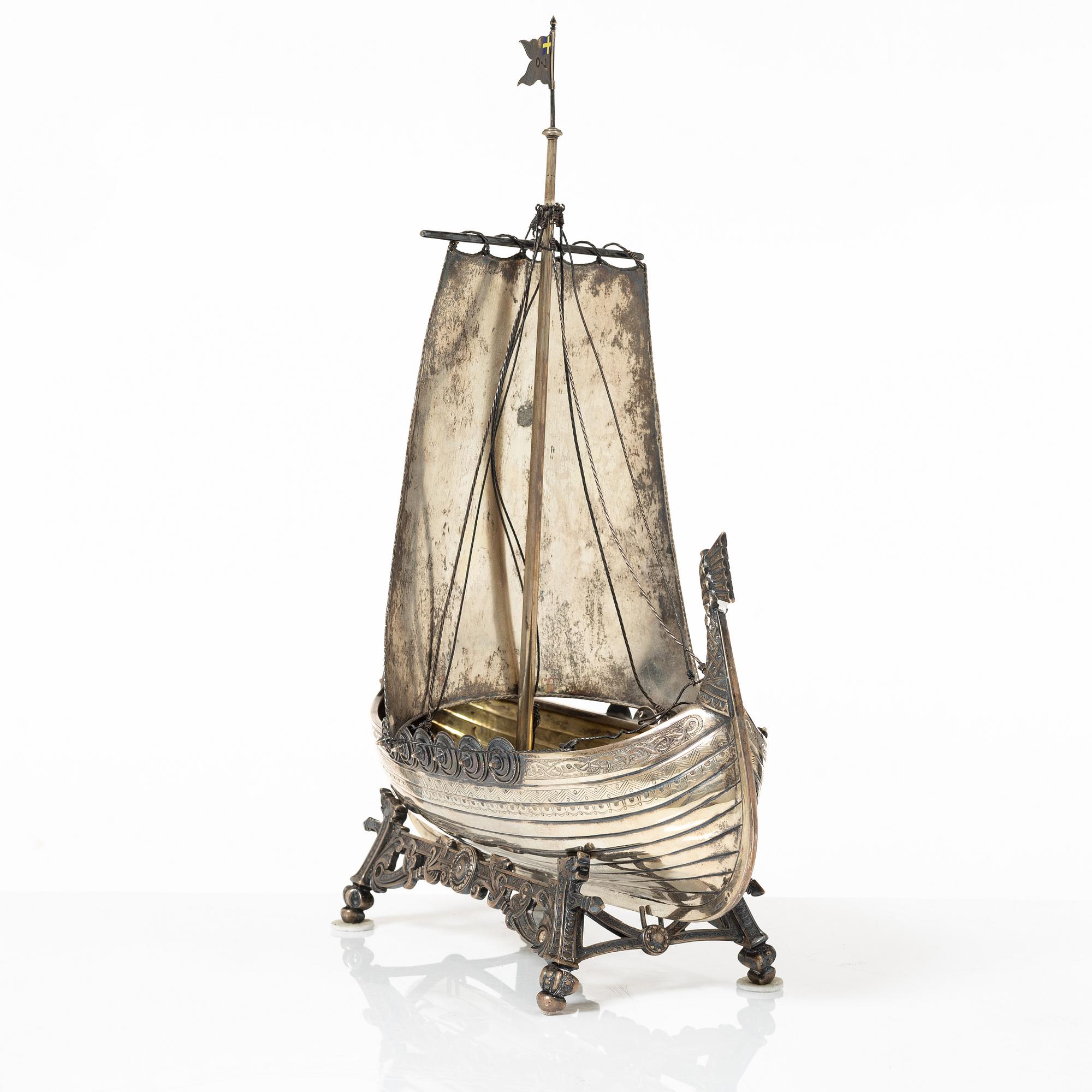 Karl Anderson, a silver viking ship figurine, Stockholm 1905.