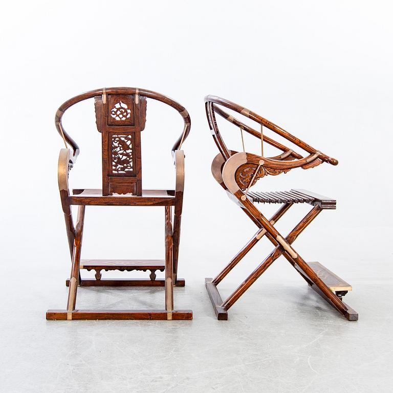 Armchairs, a pair, China, late 20th century/early 21st century.