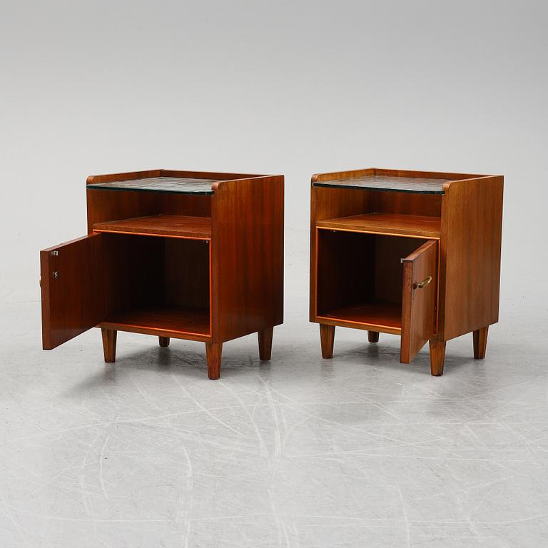 A pair of mahogany bedside tables, mid 20th Century.