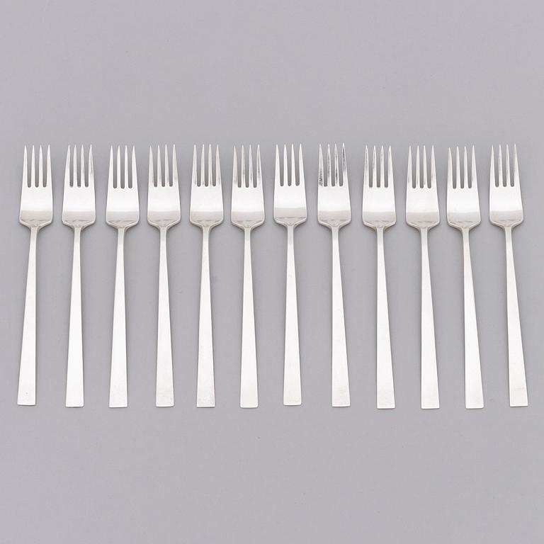 BERTEL GARDBERG, a 108-piece set of "Birgitta" silver cutlery, marked BG, Hopeatehdas oy, Helsinki 1956-61.