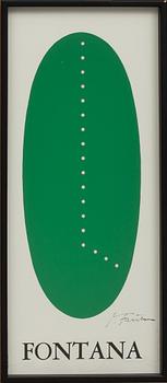 LUCIO FONTANA, affisch med perforering, signerad.