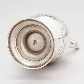 A silver carafe, maker's mark of Vasili Ivanovich Ivanov, assay master Lev Fedorovich Oleks, Moscow, 1894.