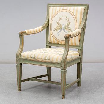 A late Gustavian armchair by Anders Hellman (master in Stockholm 1793-1825).