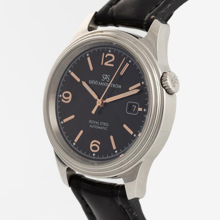 Sjöö Sandström, Royal Steel Classic, "Karlsfälts collection", wristwatch, 41 mm.