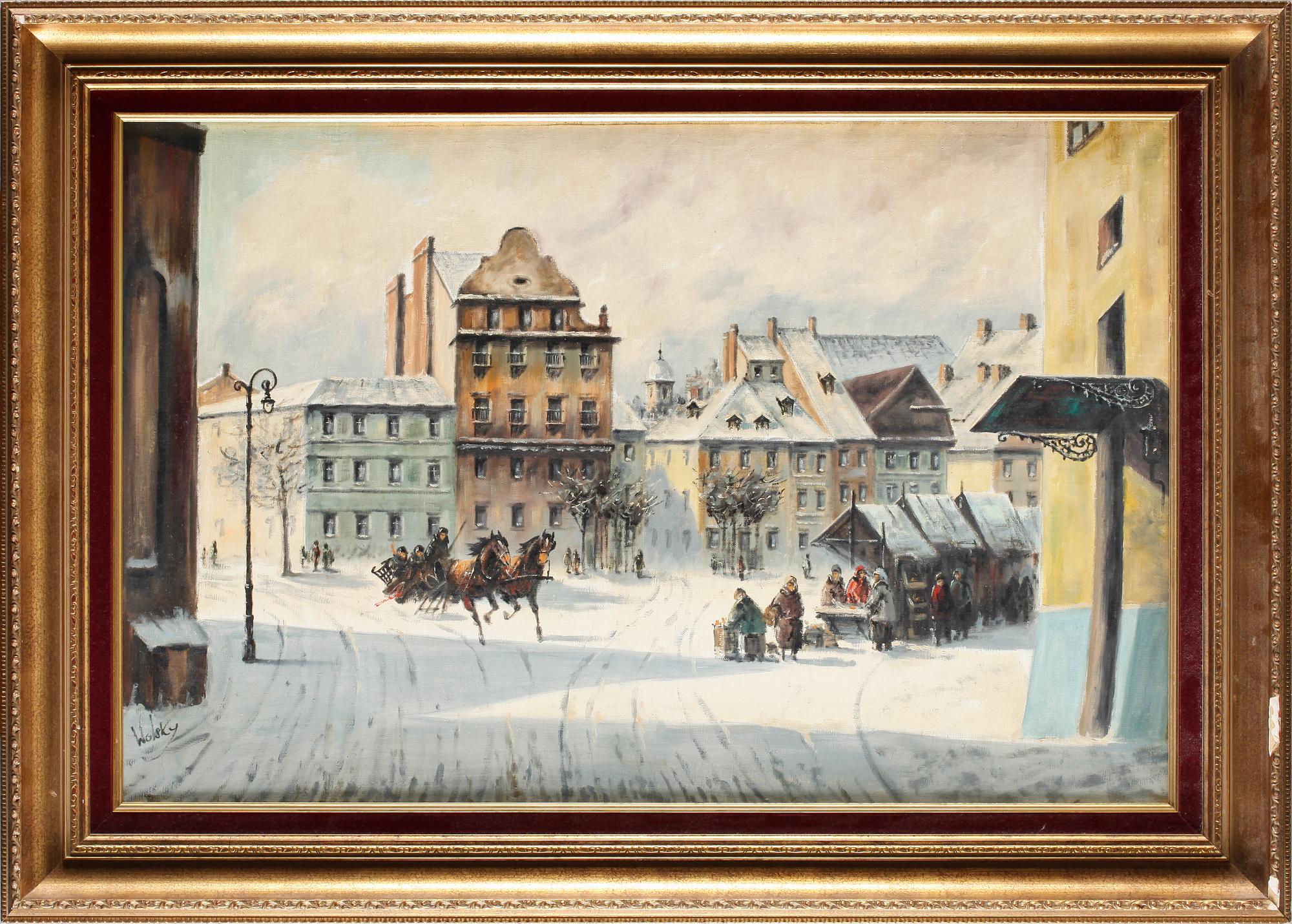 OKÄND KONSTNÄR, olja på duk, sign Wolsky, 1900-talets andra hälft.