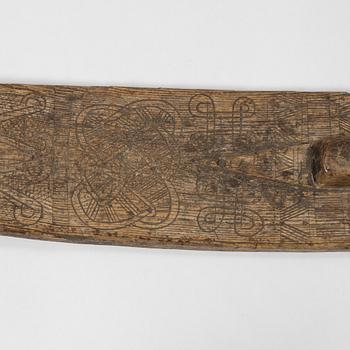 A Swedish folk art mangle board, dated 1666.