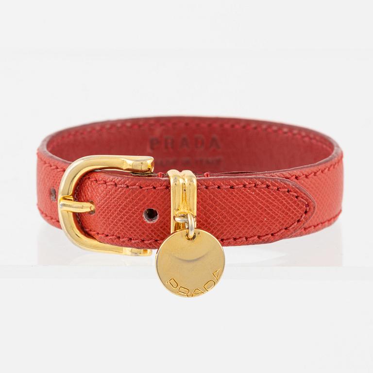 Prada, a saffiano leather bracelet.