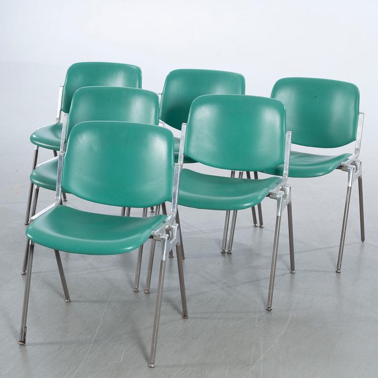 GIANCARLO PIRETTI, a set of 6 chairs by Giancarlo Piretti for Castelli Italy.