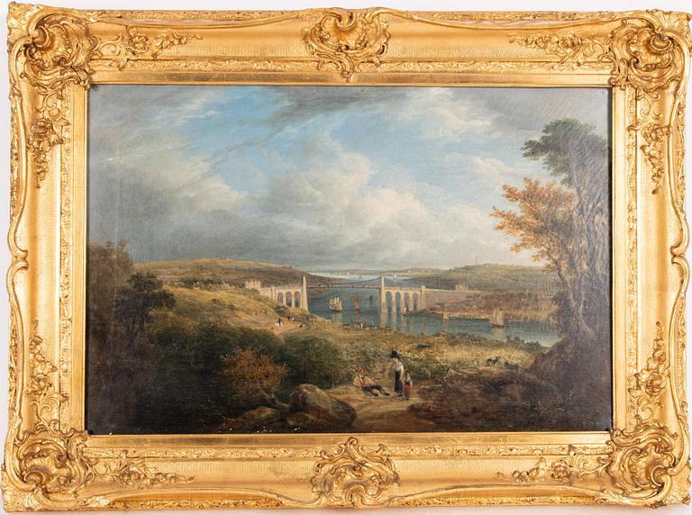 English artist, 19th century, Landscape with figures.