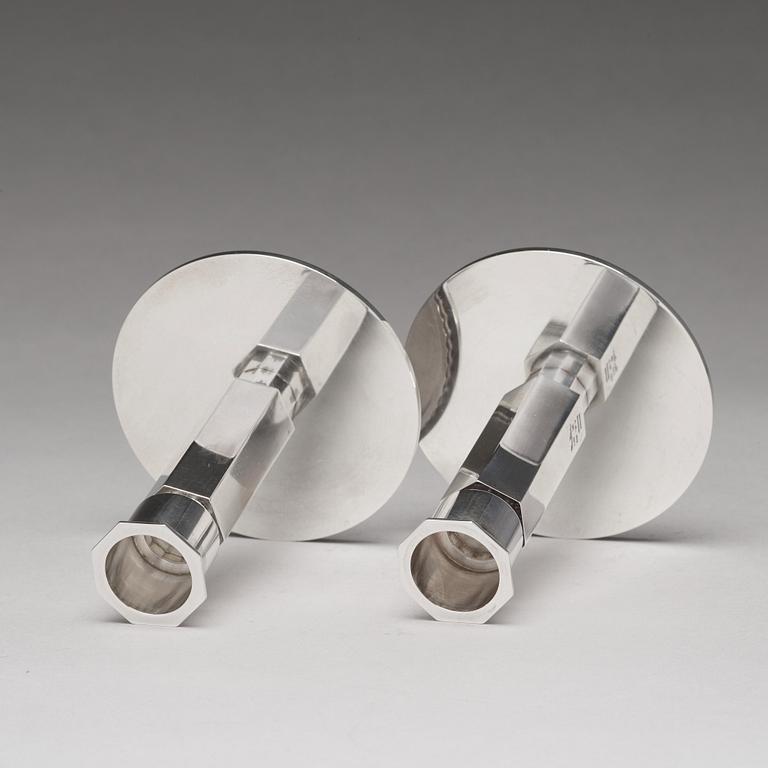 Wiwen Nilsson, ljusstakar, ett par, Lund 1948 och 1956, sterling.