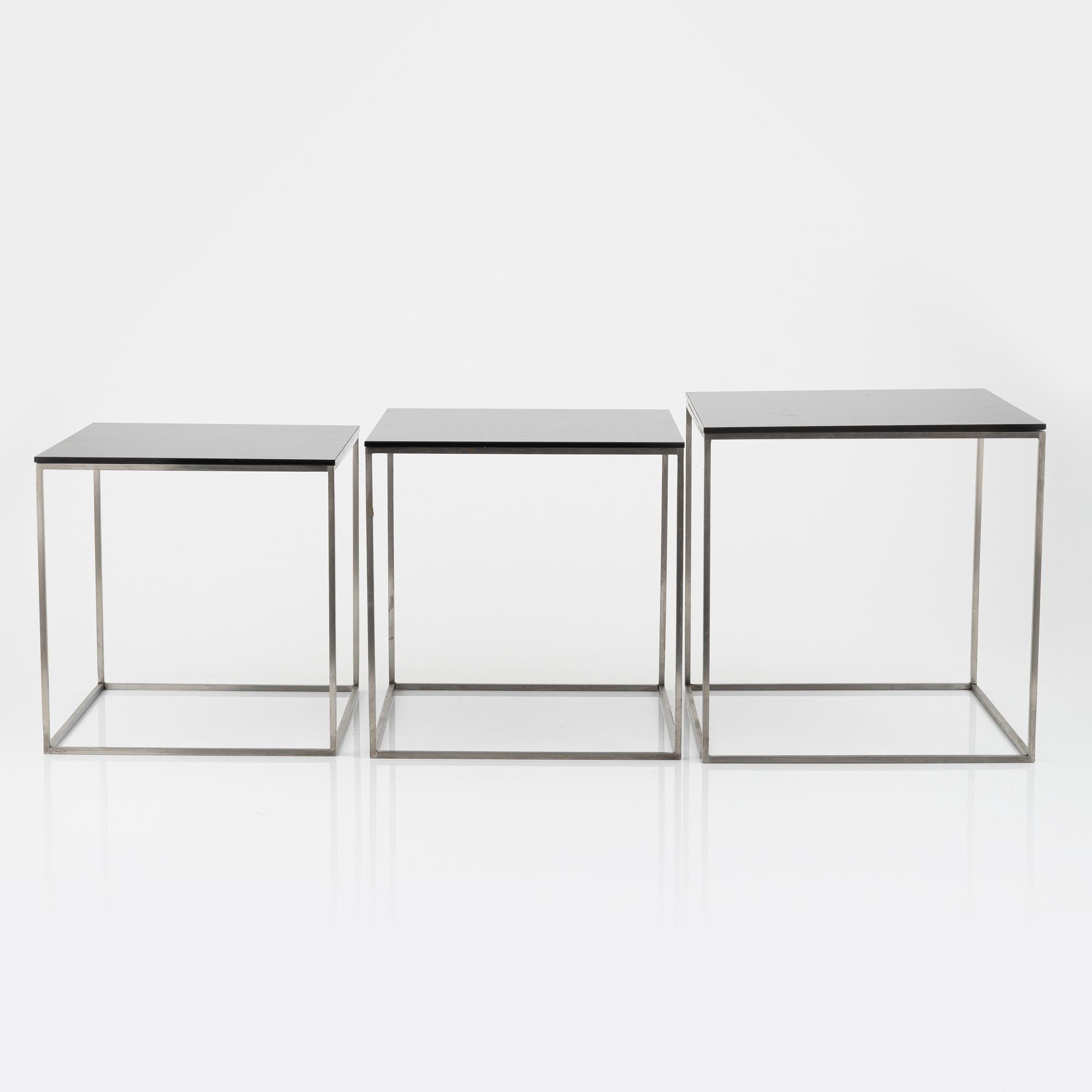Poul Kjaerholm, a three-piece 'PK-71' nesting table, Fritz Hansen, Denmark, 2016.