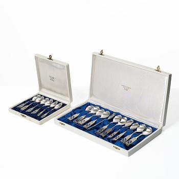 Coffee and mocha spoons, 12+6 pieces, silver, Alton Guldvaru Ab, Falköping, 1959–1967.