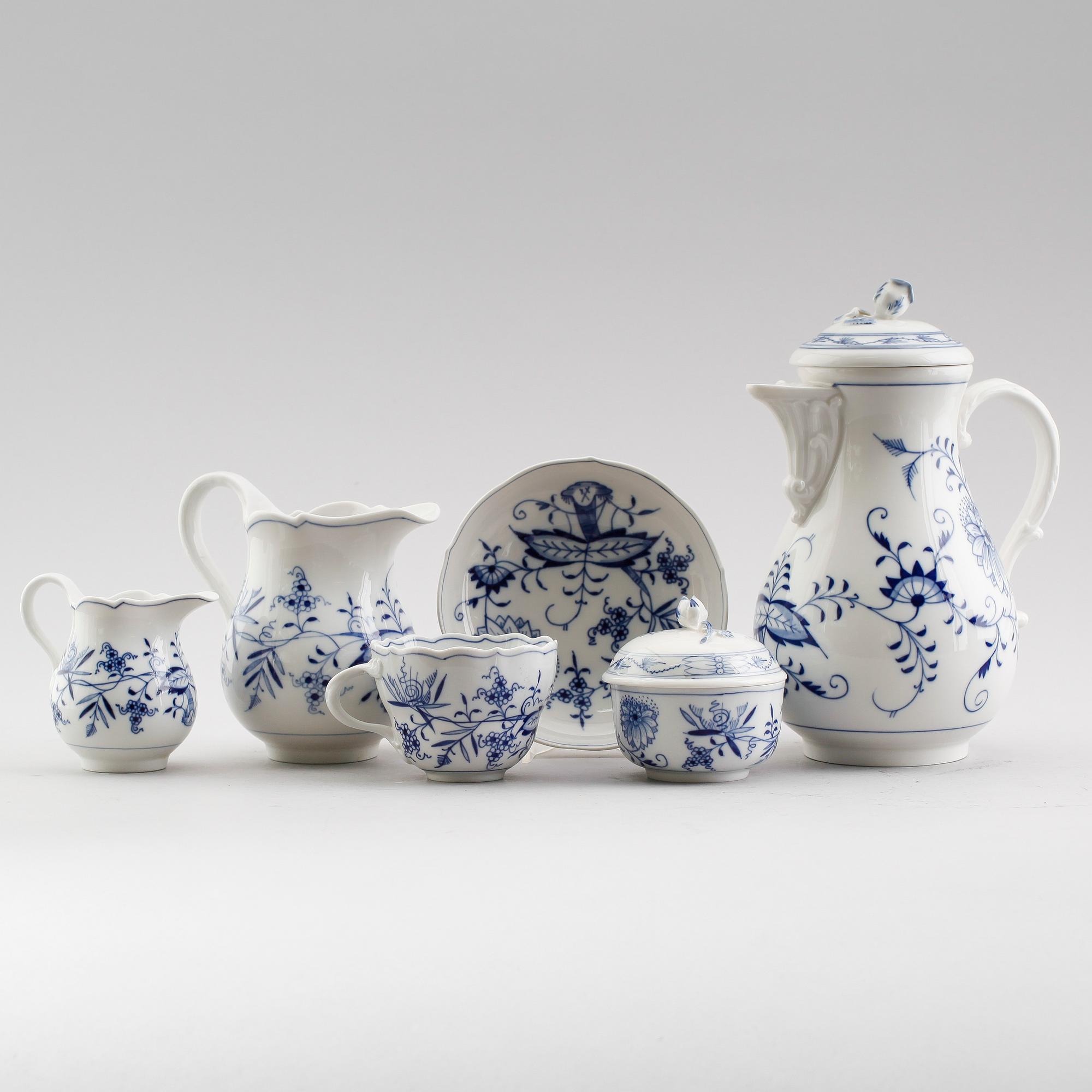 KAFFESERVIS, 16 delar, porslin, Meissen, 1900-tal.