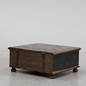 A painted wooden box, marked 1760.
