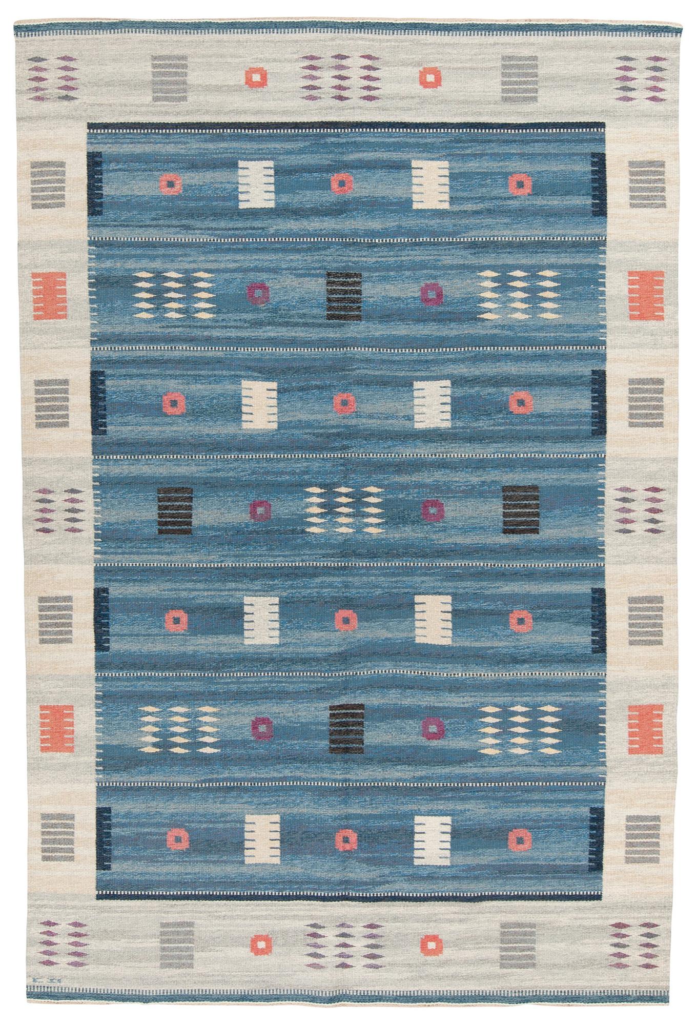 Carl Dangel, CARPET. Flat weave. 304,5 x 203 cm. Signed CD.
