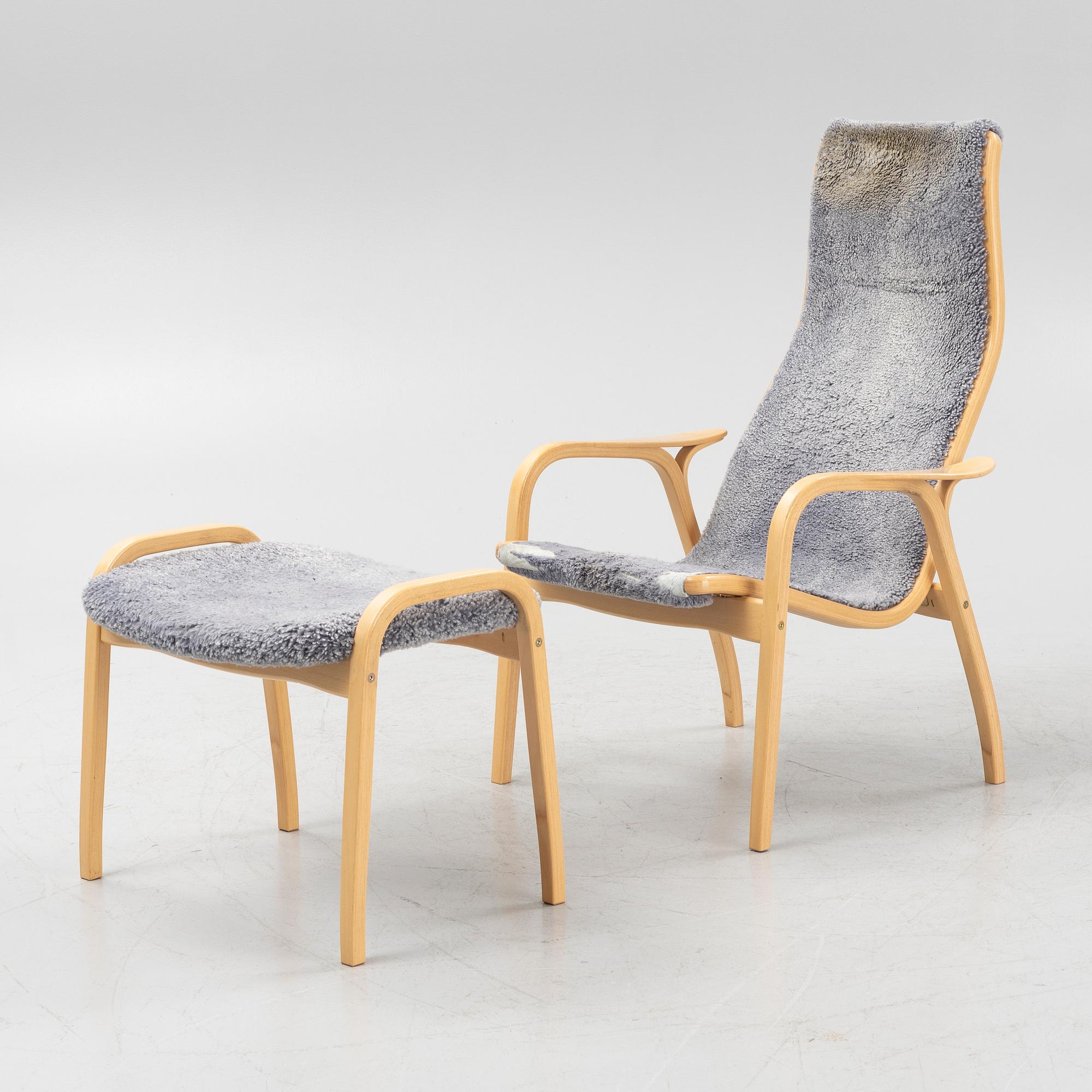 Yngve Ekström, A 'Lamino' easy chair with stool, Swedese, dated -07.
