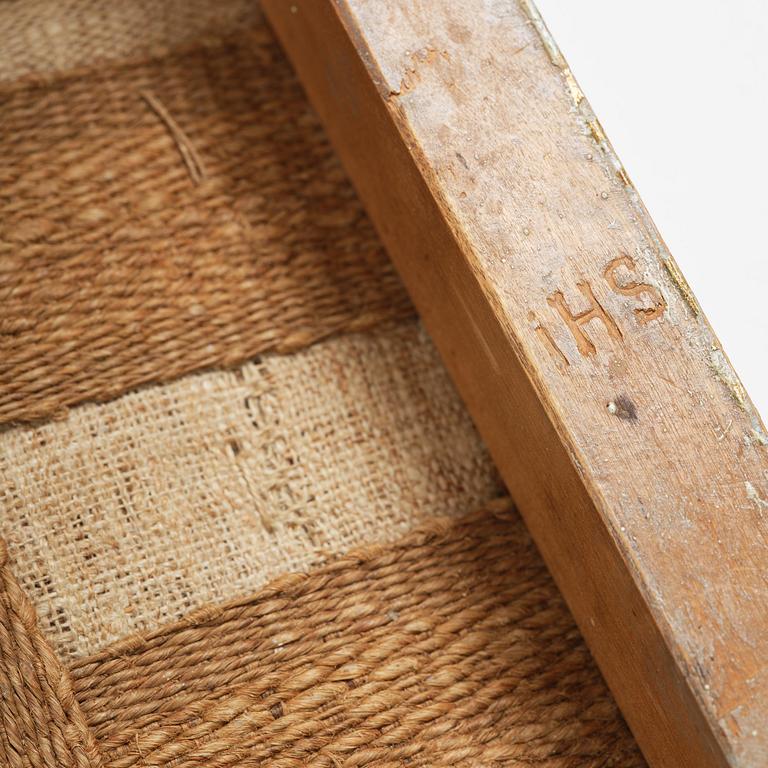 A near pair of late Gustavian giltwood stools, one by J. Hammarström (master in Stockholm 1794-1812).