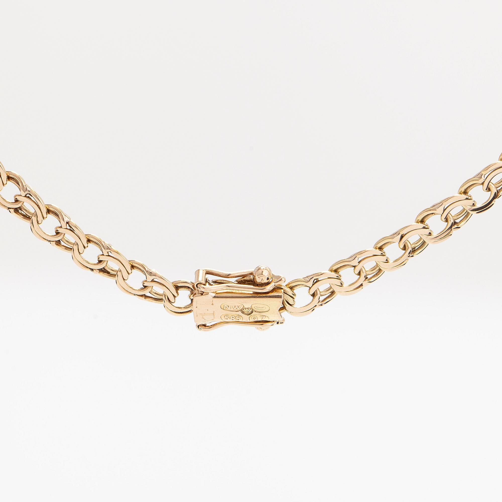 A 14K gold graduated Bismarck link necklace, Westerback, Helsinki 1969.