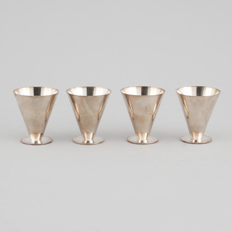 Four silver coctail cups by Wiwen Nilsson, Lund, weight 319 g.