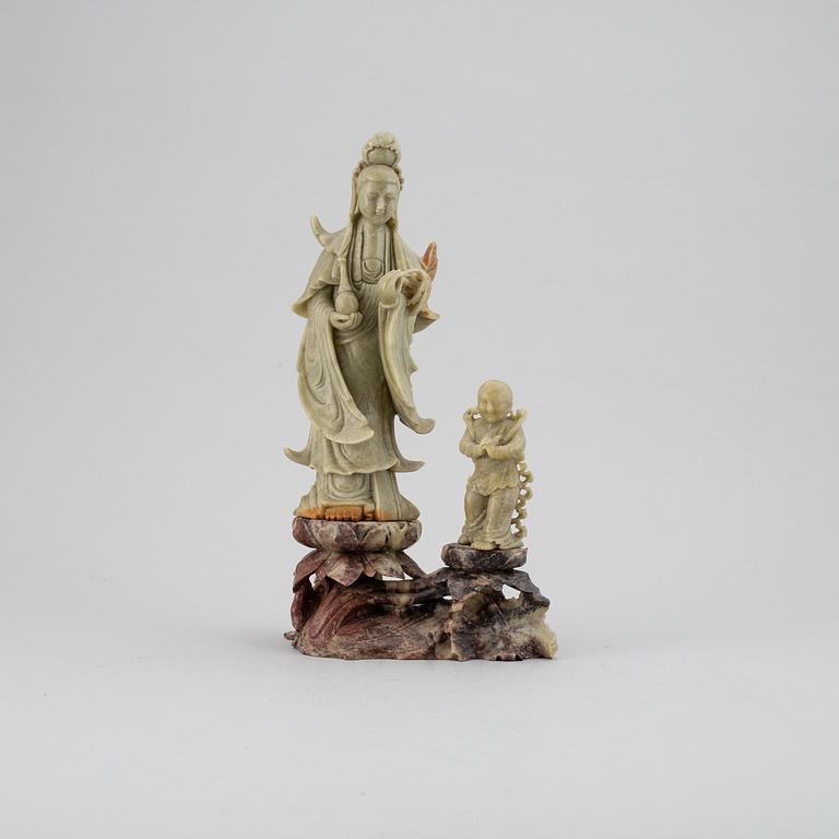 Two Soapstone figure groups, China, 20th Century.