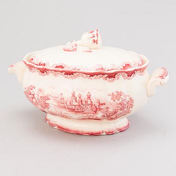 A 157-piece tableware set of 'Bengali, red', Swedish Rörstrand creamware of the 1940s.