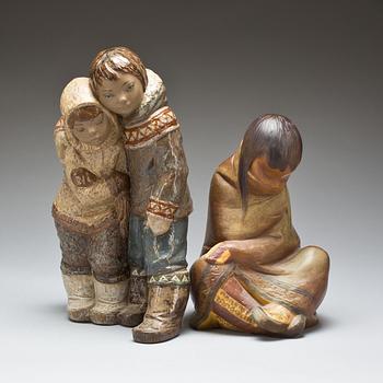 FIGURINER, 2 st, stengods, Lladro.