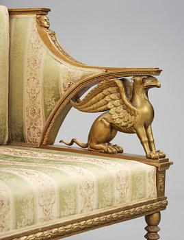 A late Gustavian sofa attributed to E. Ståhl (master in Stockholm 1794-1820).