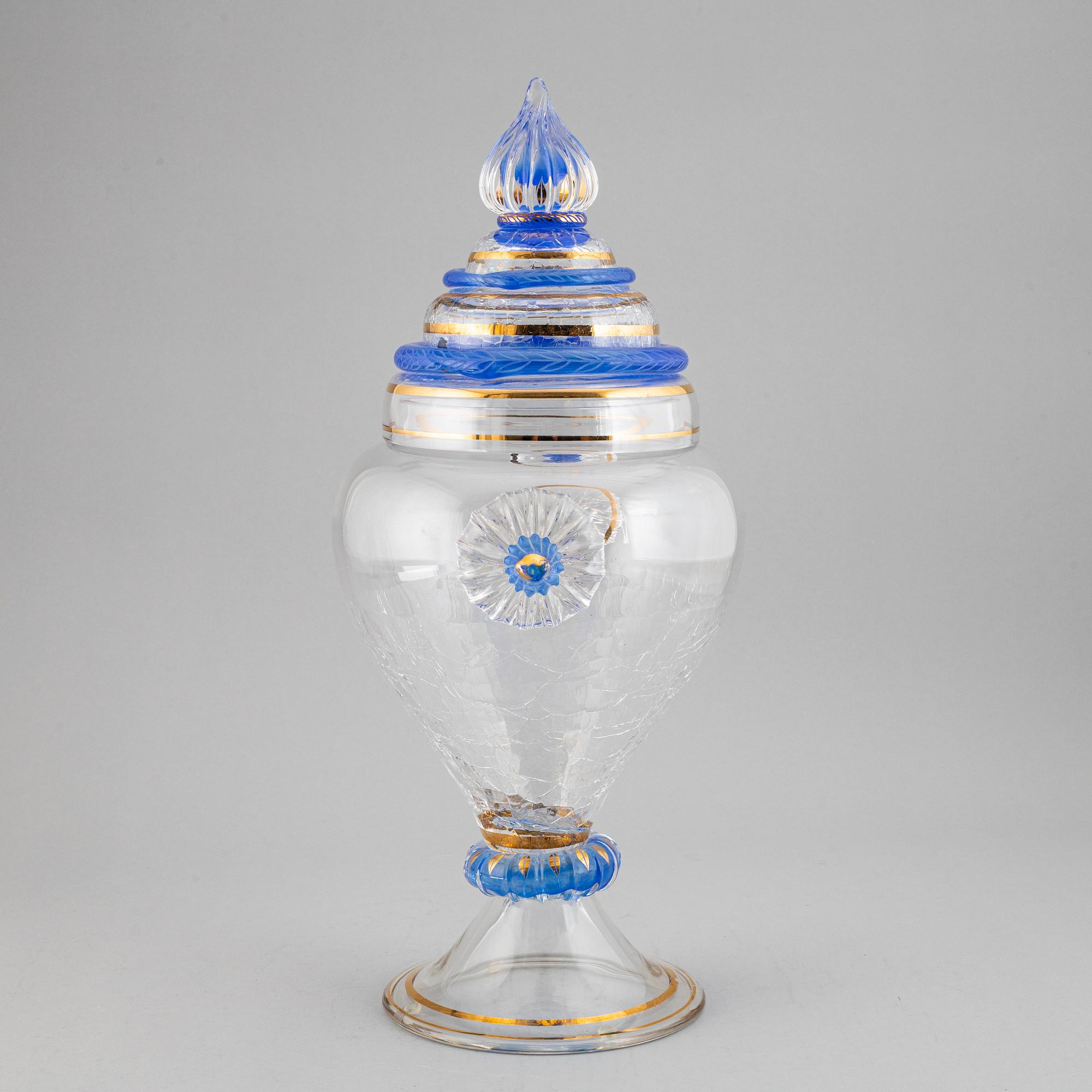 MONICA BACKSTRÖM, lockpokal, glas, signerad, Kosta Boda.