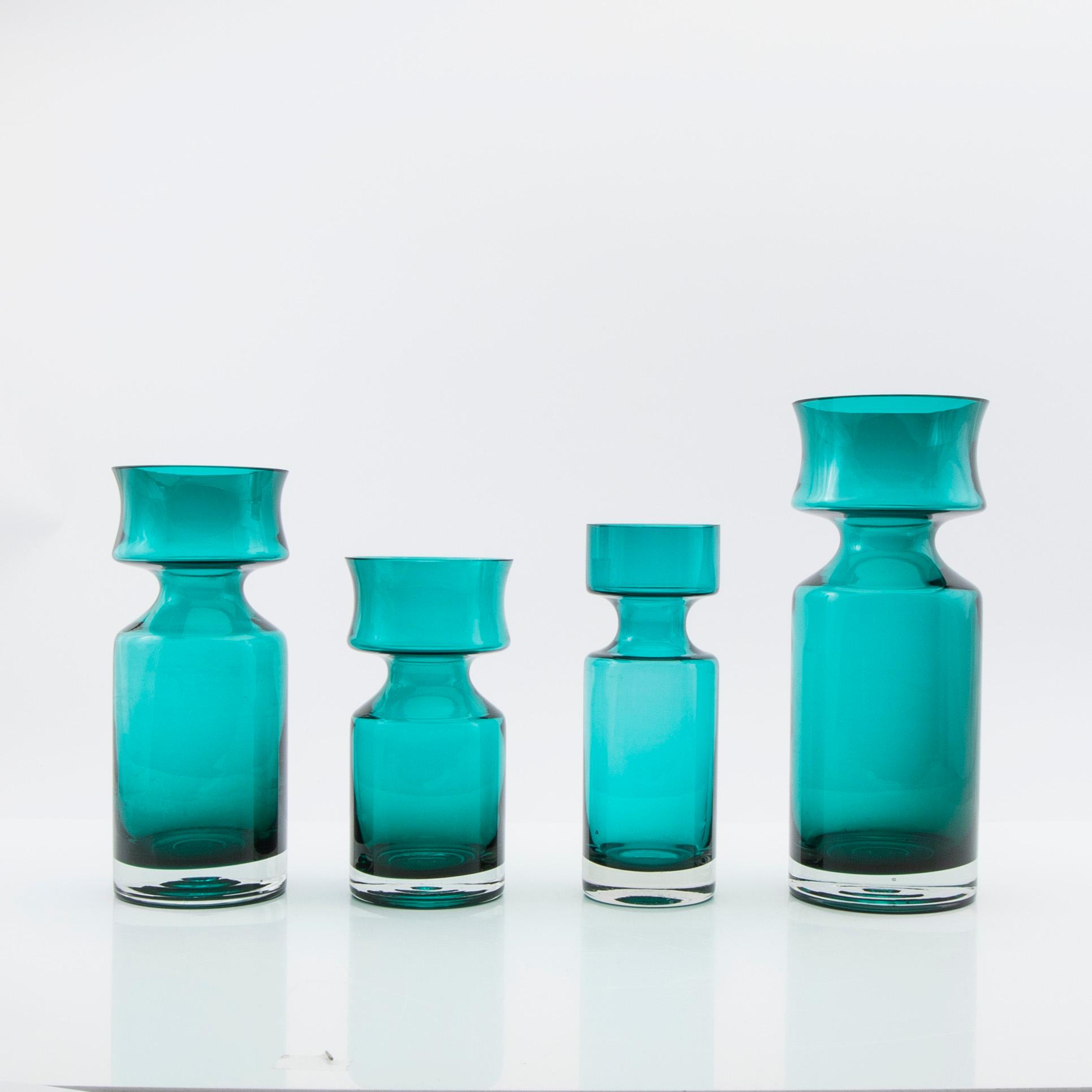 Tamara Aladin, vaser, 4 st, glas, Riihimäen Lasi, 1960/70-tal.