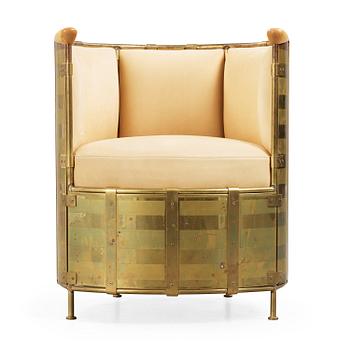 63. A Mats Theselius 'El Dorado' brass and leather armchair, Källemo, Sweden, post 2002.