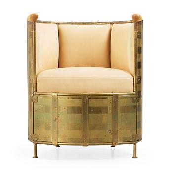 A Mats Theselius 'El Dorado' brass and leather armchair, Källemo, Sweden, post 2002.