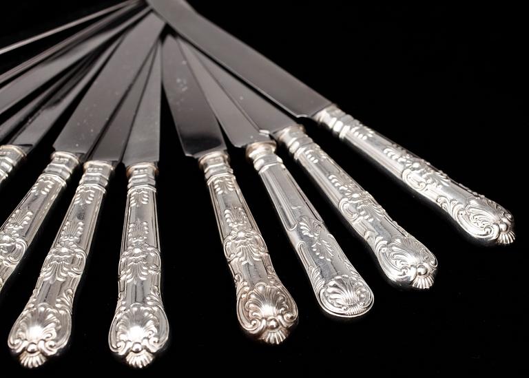 BESTICK, 41 delar, silver, London, 1900-tal. Totalvikt ca 2167 gram.