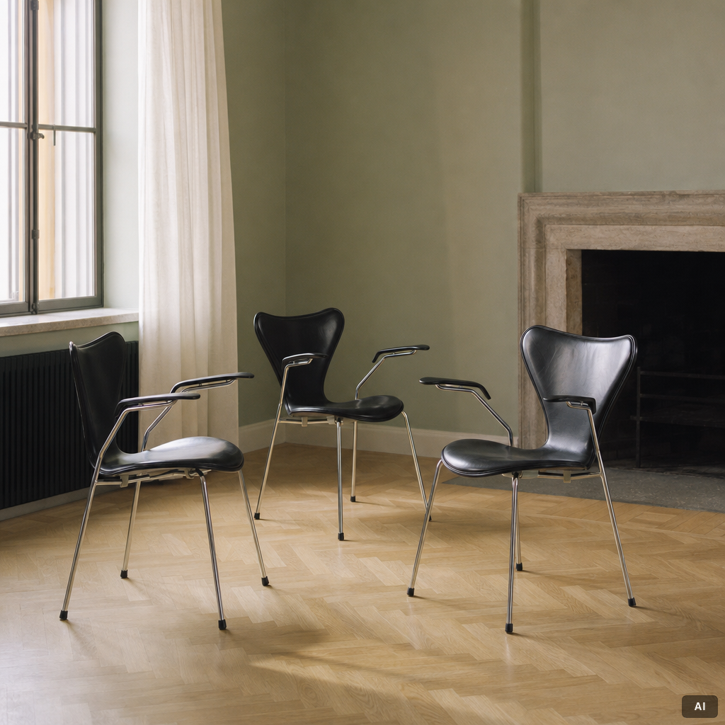 Arne Jacobsen, armchairs, 3 pcs, model 3207, "The Seven", Fritz Hansen, Denmark.