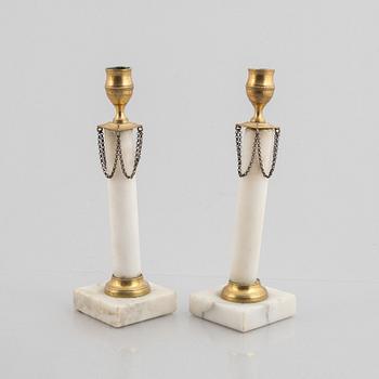 A pair of candlesticks, Gustavians style, 19th century.