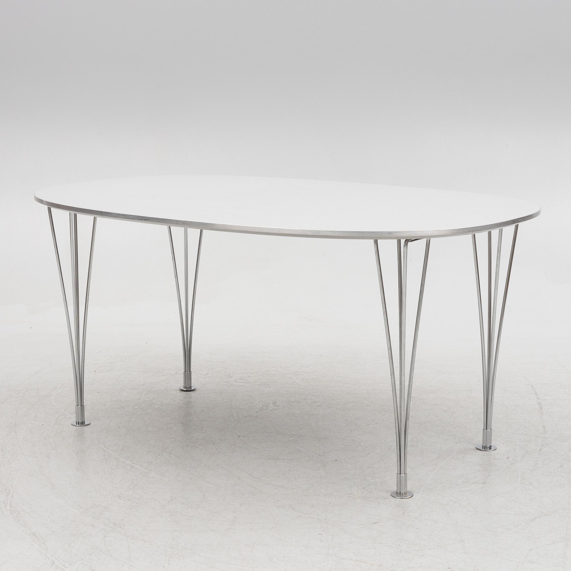 Bruno Mathsson & Piet Hein, matbord, "Superellips", Fritz Hansen, Danmark, daterat 1995.