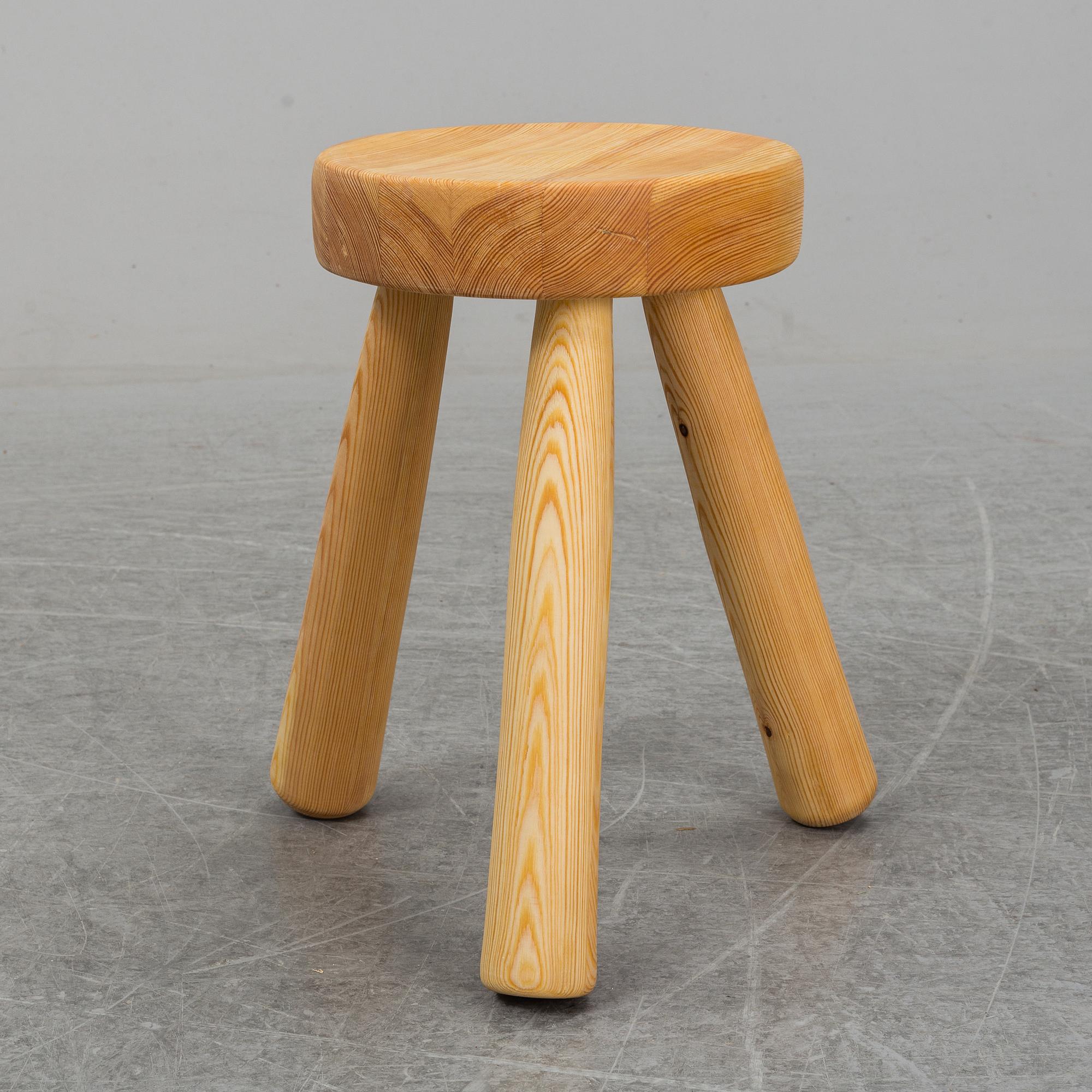 INGVAR HILDINGSSON, a pine stool, signed IH.