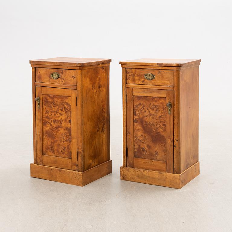 Bedside tables, a pair, first half of the 20th century.