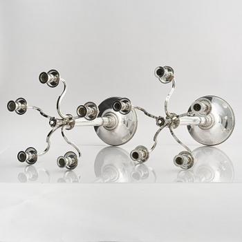 Atelier Borgila, a pair of silver candelabra, design Erik Fleming, Stockholm 1947.