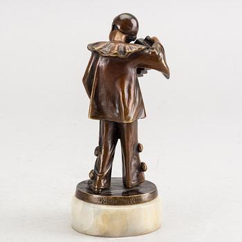 An early 20th century bronze with alabaster base by Francizek Jozef Kucharzyk.