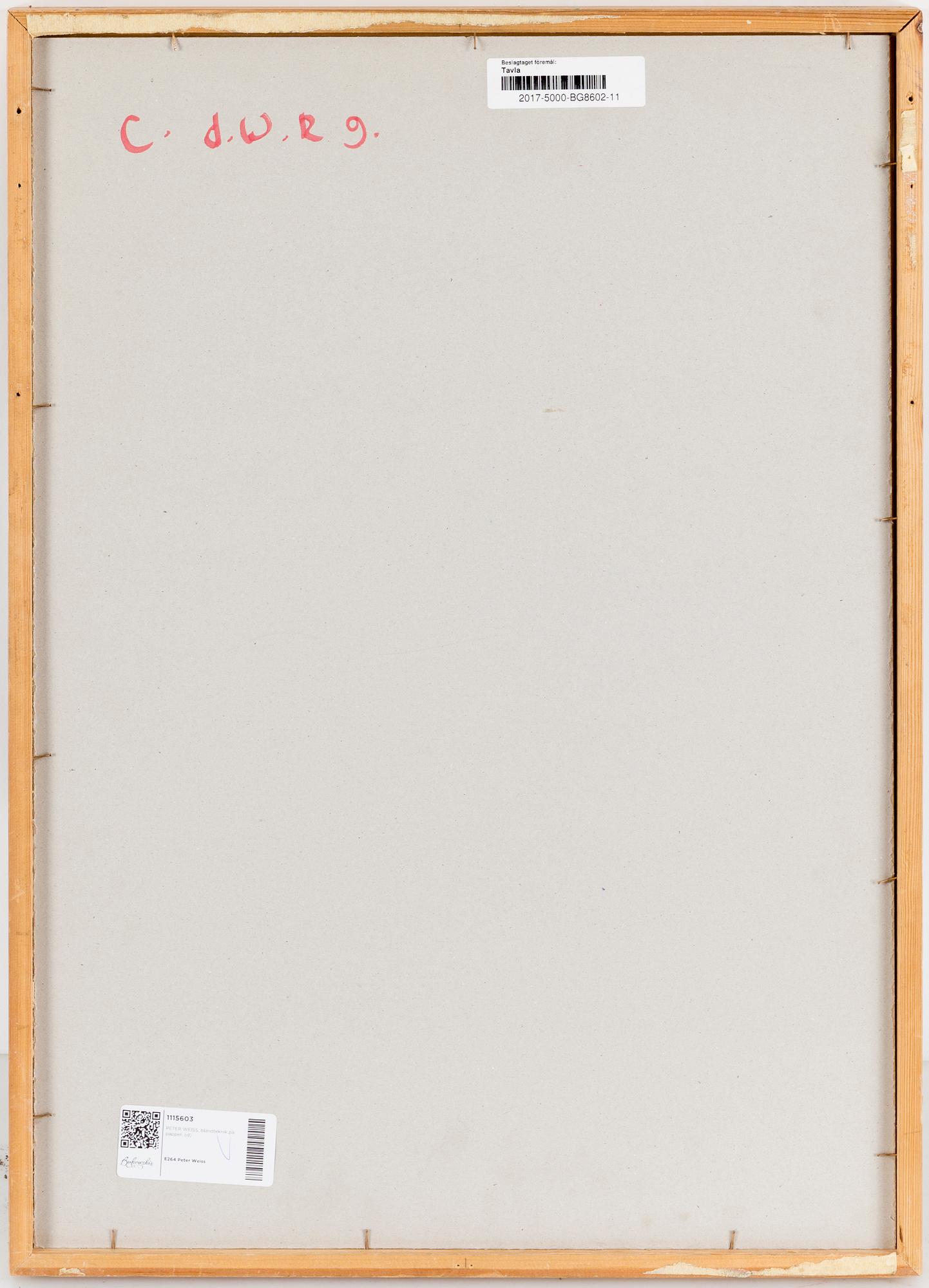 PETER WEISS, mixed media on paper.