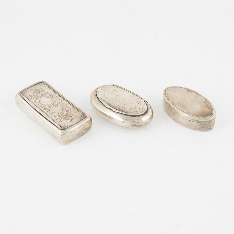 Dosor, 3 st, silver, bl.a. David Walfrid Rahlén, Borås, 1916.