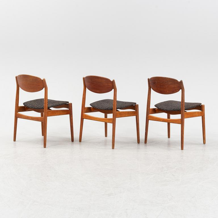 Erik Buck, a set of three chairs from Vamo Møbelfabrik, Denmark, 1960's.