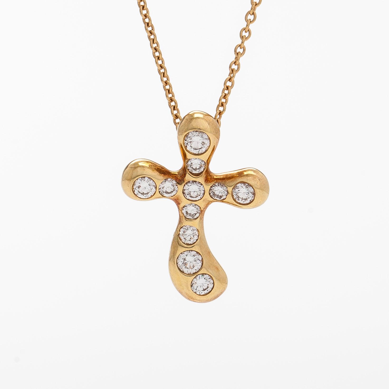 Tiffany & Co, Elsa Peretti, halsband, hänge "Etoile", 18K guld och diamanter.