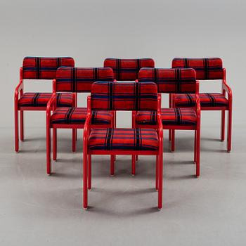 A table and six chairs 'Flamingo' by Eero Aarnio, Asko, Finland.
