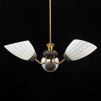 A brass ceiling lamp, mid 20th century.