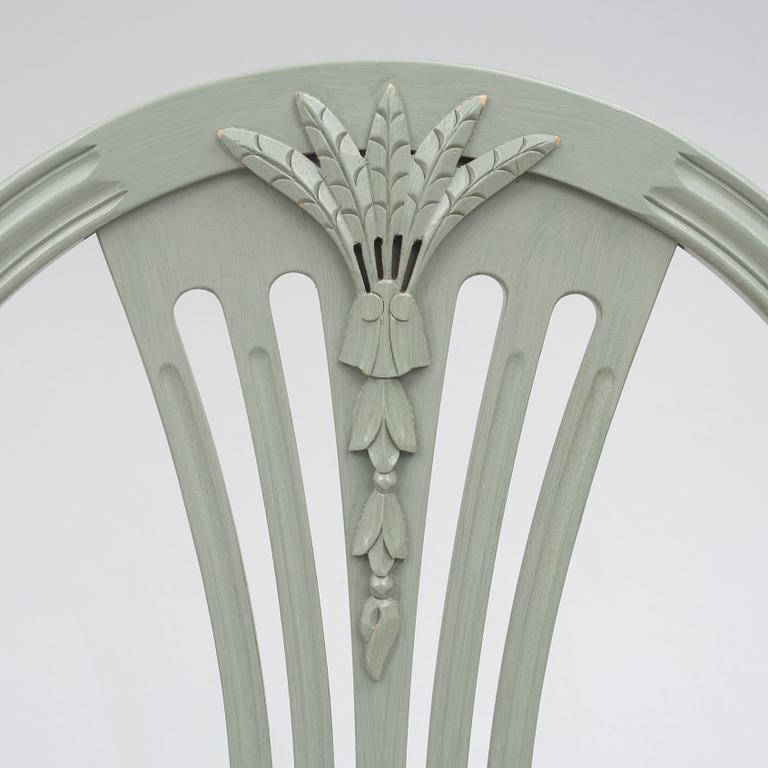 Dining table, with 2 armchairs and 6 chairs, Gustavian style, late 20th century.