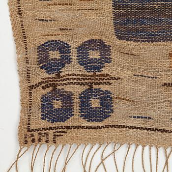 Märta Måås-Fjetterström, A TEXTILE, "Blåklockan", flat weave, ca 185-189 x 80-81 cm, signed MMF.