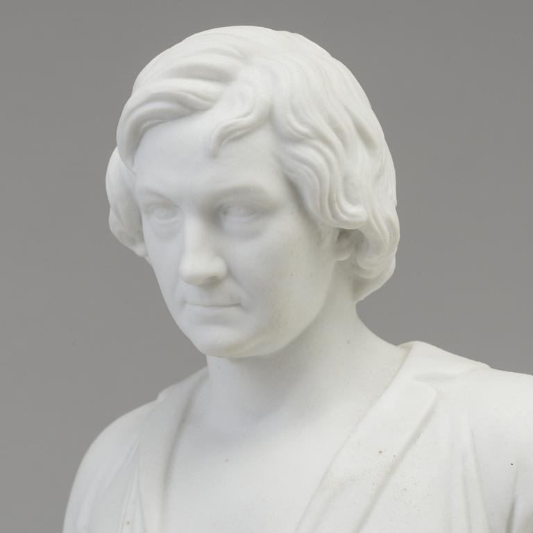 A Bing & Gröndahl bisquit sculpture of 'Thorvaldsen leaning on Hope', Denmark, 1870's.